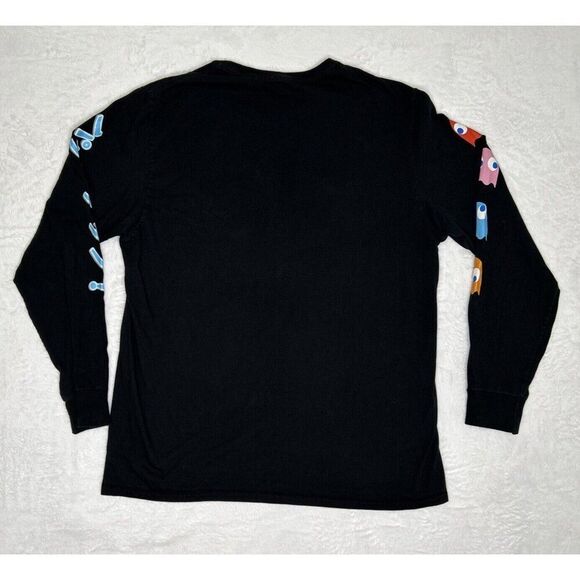 Pac-Man Black Graphic Print Long Sleeve T-shirt Medium - Picture 6 of 8
